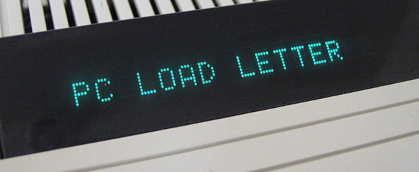 PC LOAD LETTER error on printer